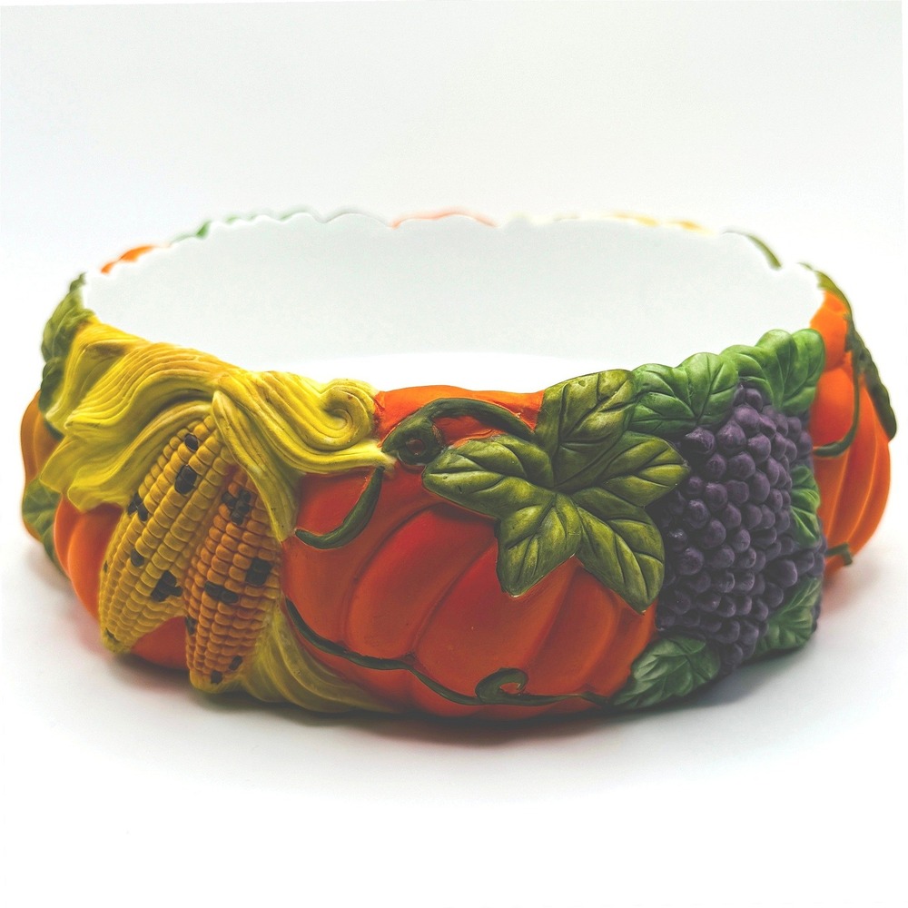 PartyLite Harvest Pillar Candle Holder Centerpiece Fall Pumpkin Corn Retired